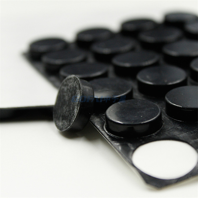 Adhesive Clear Anti Slip na may Cushion Back Black Silicon Rubber Bumper Foam Gasket Pad Feet Sheet Dots para sa 3m Adhesive Rubber